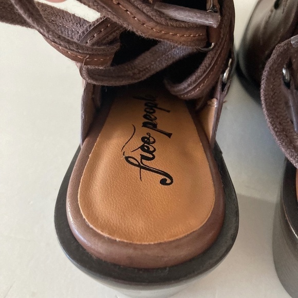 NWOT Free People Rory Studded Brown Leather Shoe Boots Sz 37.5 - Picture 7 of 9